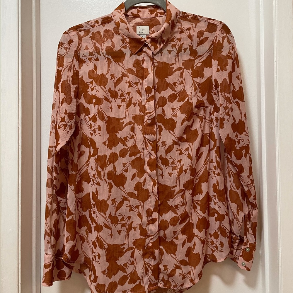 A New Day Floral Abstract Sheer Tunic